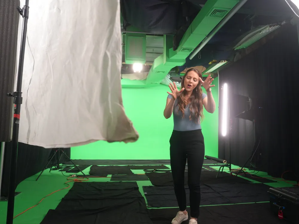 Talent on a green screen stage