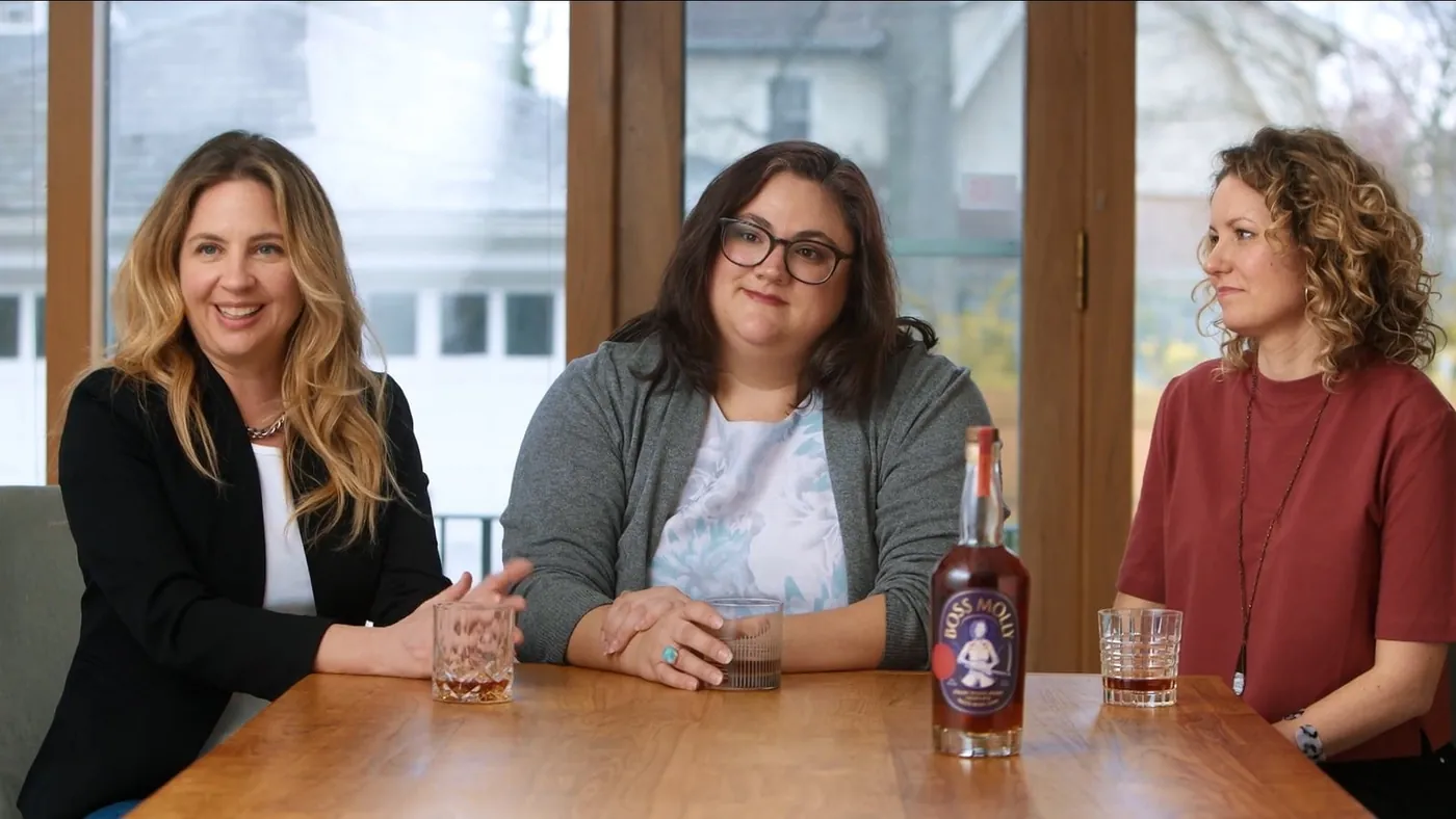 Three women in a documentary interview